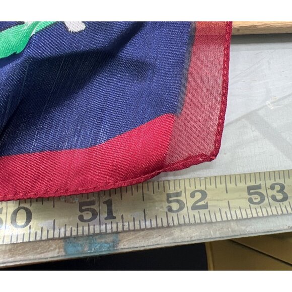 Floral Print Sheer Scarf Rectangular Navy Blue Red Green Lightweight 51x10 Inche - Picture 4 of 4